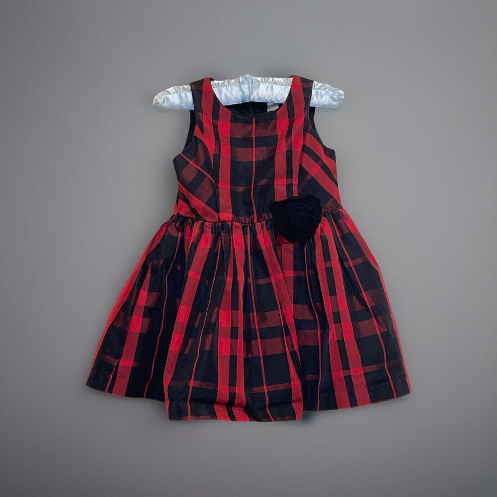 Cherokee Girls Red & Black Plaid Sleeveless Lined Holiday Dress 18M